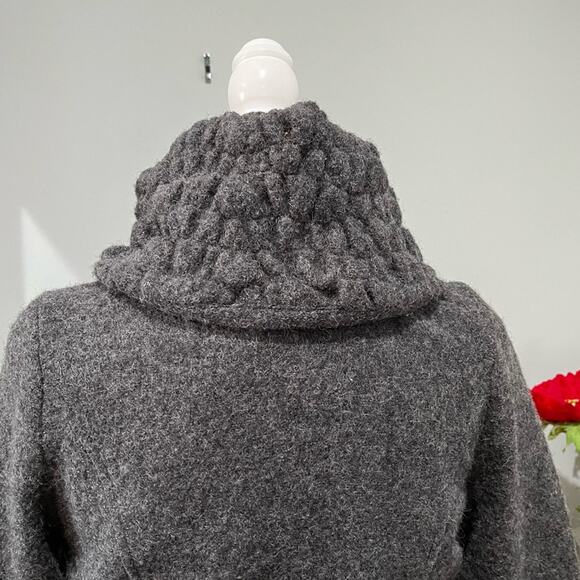 NEW Willi Smith Wool Classic Belted Longline Knit Swing Embellished Car Coat S - Picture 9 of 16